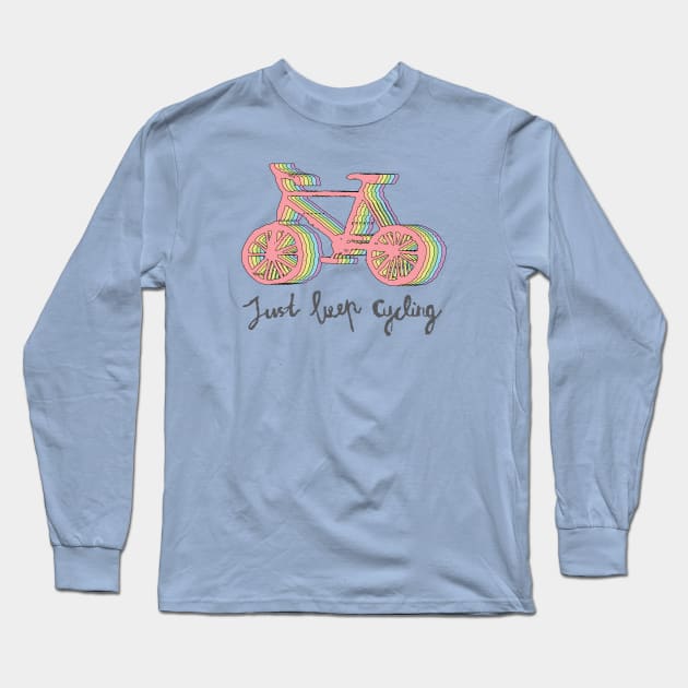 Just keep cycling rainbow bicycle Long Sleeve T-Shirt by Cottonbutton